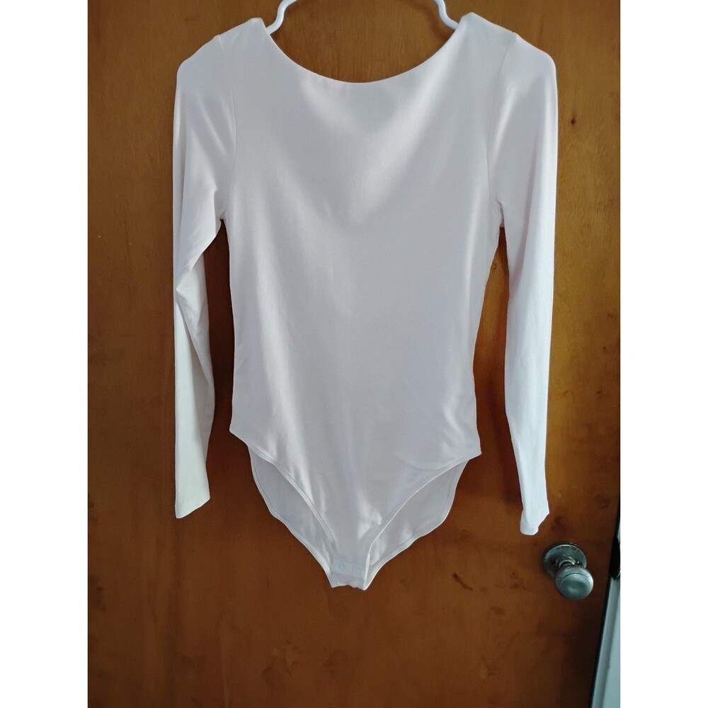 Old Navy White Long-sleeve Scoop-neck Bodysuit Leotard Snap-gusset Bottom Size S